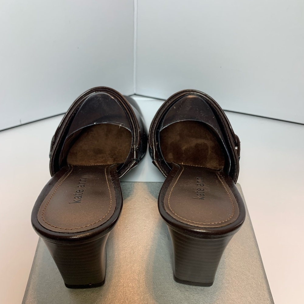 🎒 BTS SALE 📚 Kate Ann Emily Brown Block Heel Mule Shoes Square Toe Women’s 6.5 N - Picture 7 of 11